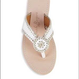 NWT Jack Rogers white & gold thong sandals Size 8